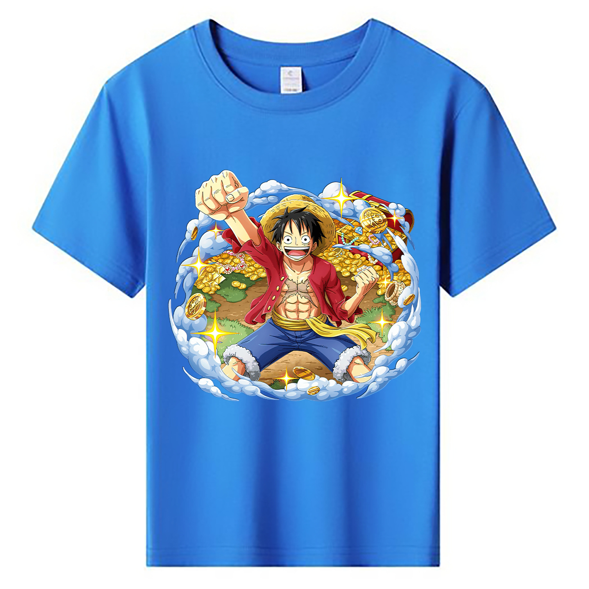 ワンピース モンキー・D・ルフィ ONE PIECE Monkey D. Luffy 綿100％キッズTシャツ（フロントプリント）
